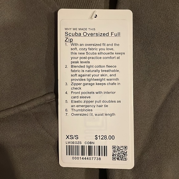 NWT Lululemon Scuba Oversized Full Zip Hoodie XS/S Carob Brown COBN - Picture 3 of 15